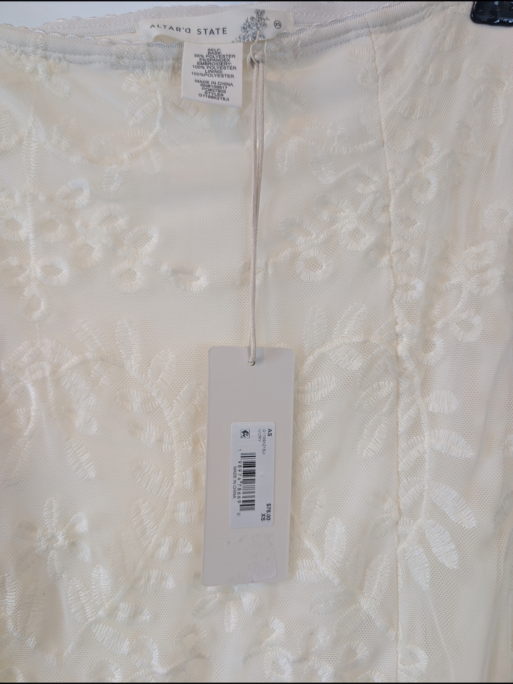 Altar'd State Cream Stretch Lace Maxi Skirt Subtle Front Slit XS - Picture 2 of 4
